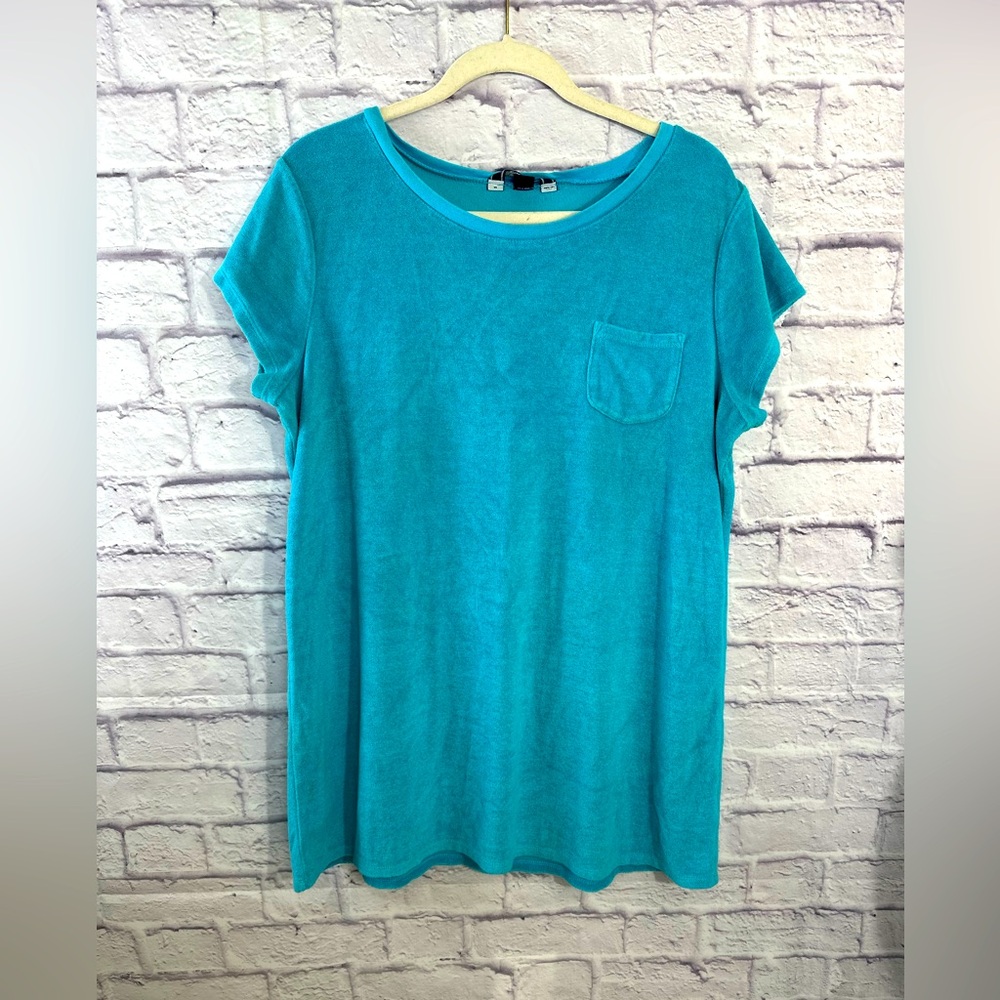 Lands’ End Terry Cloth Cover-Up Dress‎ – XL/P (18) – Turquoise Blue